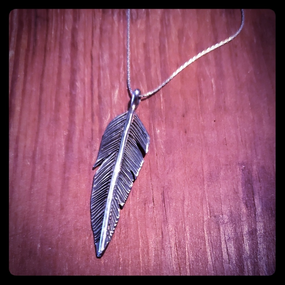 Sterling silver feather necklace